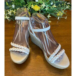 Lucky Brand Women's Espadrille Wedge Double Braided Strap Buckle Cream Size 6